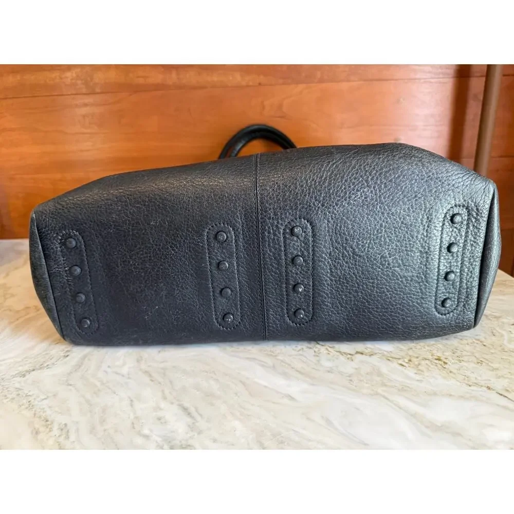 Tod's Pebbled Leather Top Handle Bag Satchel Black